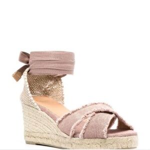 Castaner Pink Espadrille Wedge Sandals